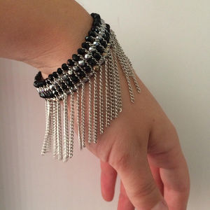 Black and Silver Fringe Bracelet